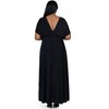 24seven Comfort Apparel Plus Size Flutter Sleeve Metallic Knit Maxi Dress Front Slit Empire Waist - 3 of 4