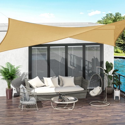 Sand High-Density Polyethylene Rectangular Patio Sun Shade Sail