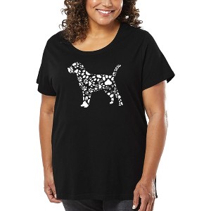 LA Pop Art Women's Word Art T-shirt - Dog Paw Prints - 1 of 4