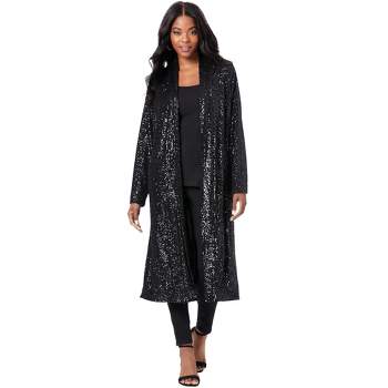 Jessica London Women's Plus Size Fur-trim Leather Swing Coat, 22 W - Black  : Target