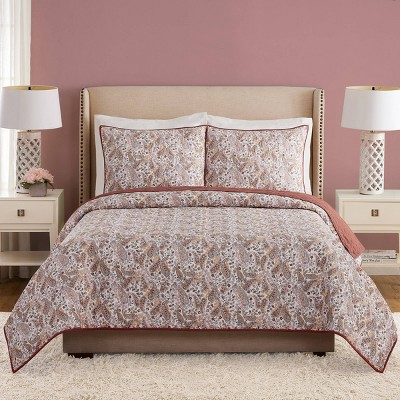 Vera Bradley 3pc Full/queen Maddalena Paisley Quilt Set White/brown ...