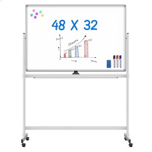 Maxtek 48" x 32" Whiteboard on Wheels Double Side Magnetic Dry Erase Board with Easel - 1 of 4