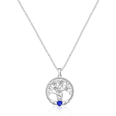 Molenia Tree of Life Necklace for Women, 925 Sterling Silver Birthstone Family Tree of Life Pendant Birthday Gifts