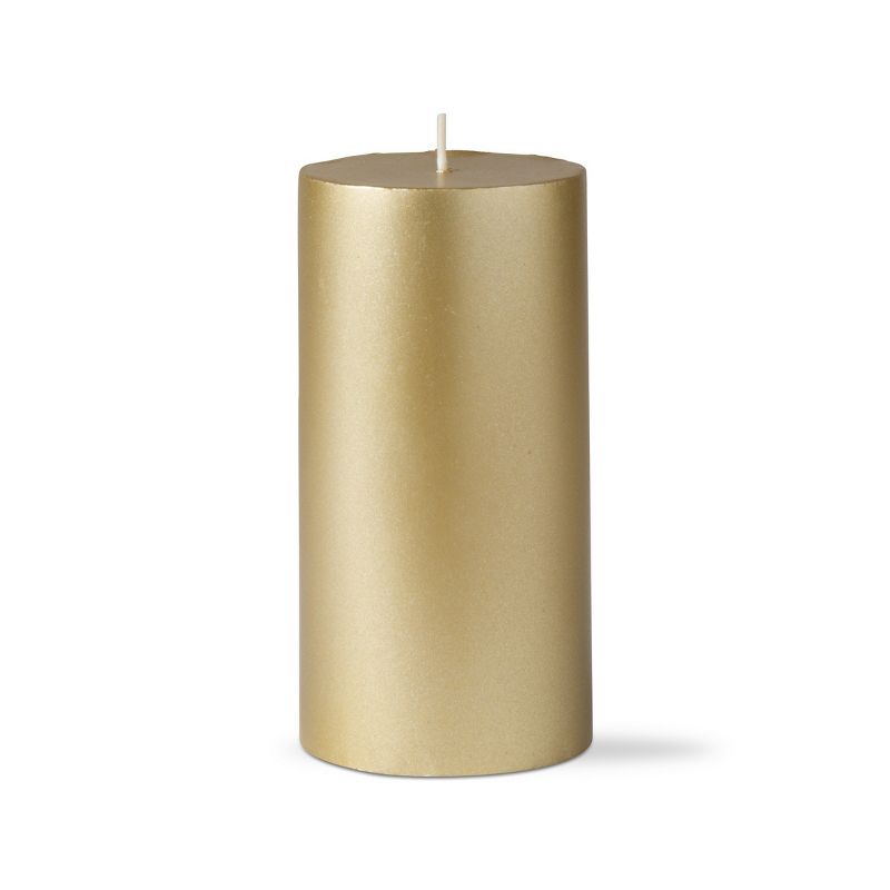 tagltd Gold Metallic Paraffin Wax Pillar Candle 3X6 Unscented Drip-Free Long Burning 80 Hours For Home Decor Wedding Parties, 1 of 5