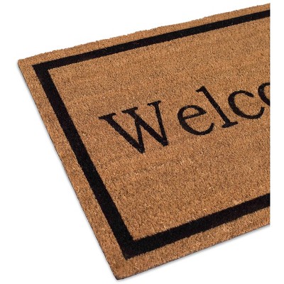 Light Brown Coir Vinyl Backed Welcome Doormat 24 x 36 Inches