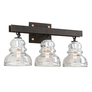 Troy Lighting Menlo Park 3 - Light Vanity in  Deep Bronze Historic Pressed Clear Shade - 1 of 1