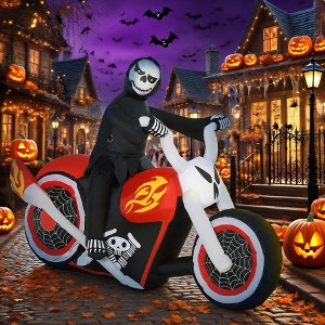 Halloween Inflatables Outdoor Decorations Grim Ghost Biker, Blow Up LED Yard Decor for Garden, Lawn, Party, Holiday, Waterproof - 1 of 4