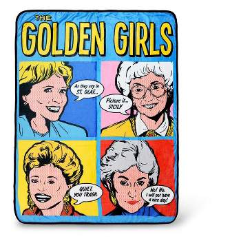 Just Funky Golden Girls Pop-Art Throw Blanket | Golden Girls Quotes | 60 x 45 Inches