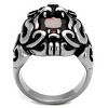 Slickblue Men’s Lion Ring Silver Stainless Steel, Garnet CZ Stone, Ornate Detail, Animal Theme, Size 8–13 - 3 of 4