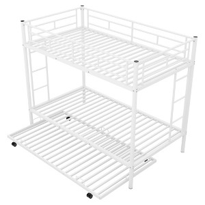 NicBex Twin Over Twin Metal Bunk Bed with Trundle and 2 Ladders for Kids,Girls,Boys - 1 of 4