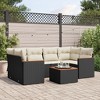 vidaXL 7 Piece Patio Sofa Set with Cushions Black Poly Rattan - Black and Cream - 2 of 4