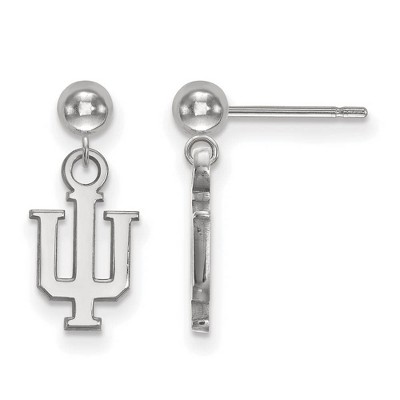 Black Bow Jewelry 14k White Gold Indiana Hoosiers NCAA Dangle Earrings