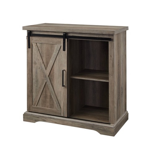 Tertia Rustic Farmhouse Accent Cabinet, Small Accent Cabinet With Sliding Doors