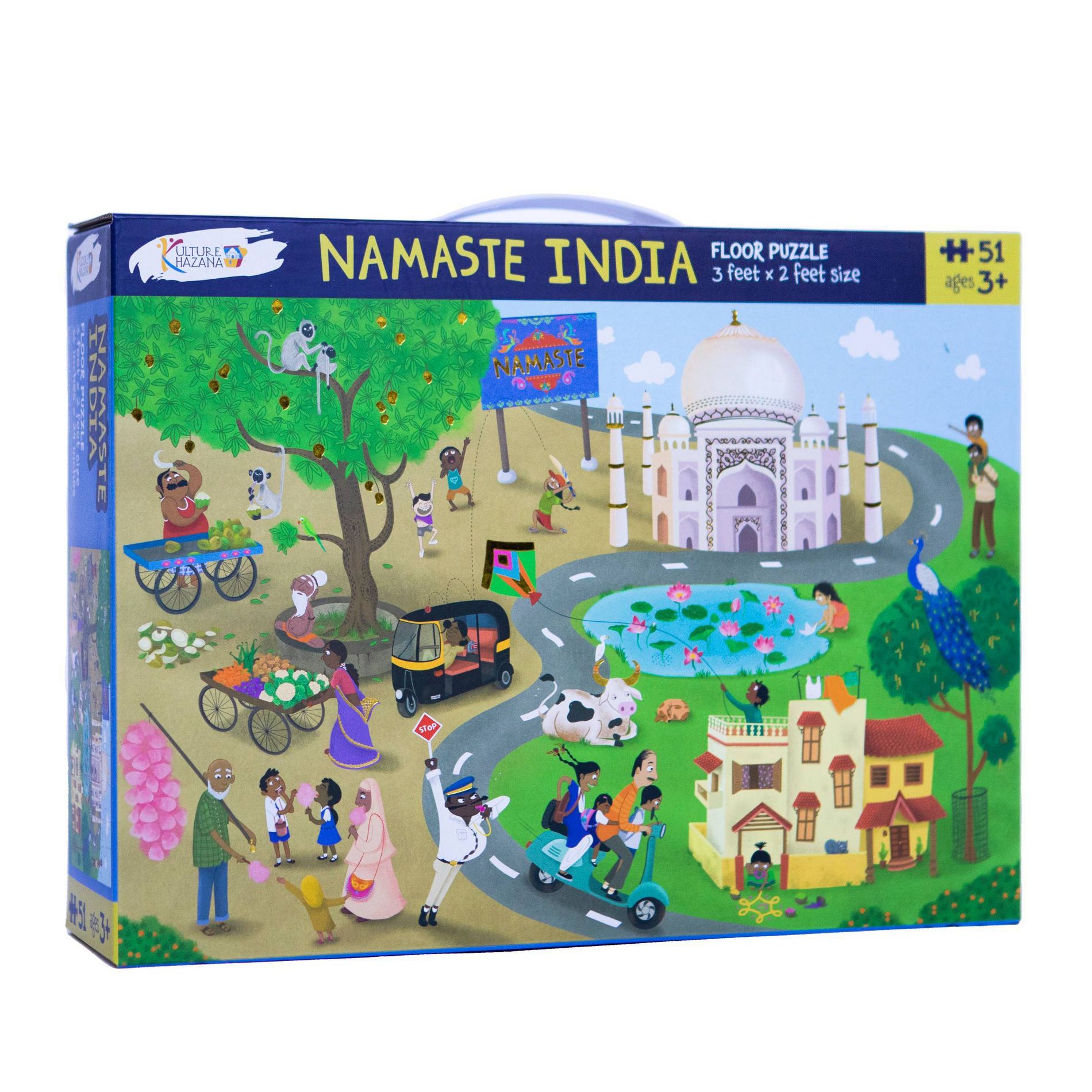 Kulture Khazana Namaste India Floor Puzzle - 51pc: Educational Cardboard Toy, Social Studies & Geography Theme