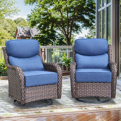 Buenhomino Luxury Outdoor Swivel Rocker Patio Chair with 6-Inch Thick Cushion, High Back Wicker Patio Rocking Glider, Ideal for Porch, Deck