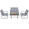 Costway 4-Piece Metal Patio Furniture Chat Set Outdoor Conversation Table Garden - 4 of 4