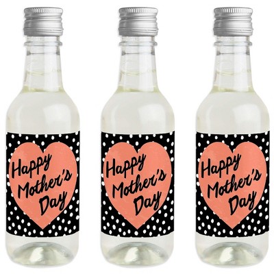 Big Dot of Happiness Best Mom Ever - Mini Wine and Champagne Bottle Label Stickers - Mother's Day Favor Gift for Women and Men - Set of 16