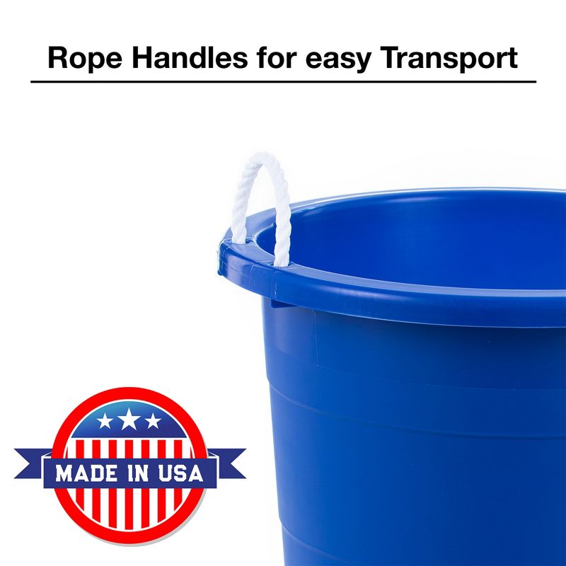 United Solutions 19 Gallon Large Durable Plastic Utility Tub with Strong Rope Handles for Indoor or Outdoor Home Organization, Blue, 6 Pack, 4 of 7