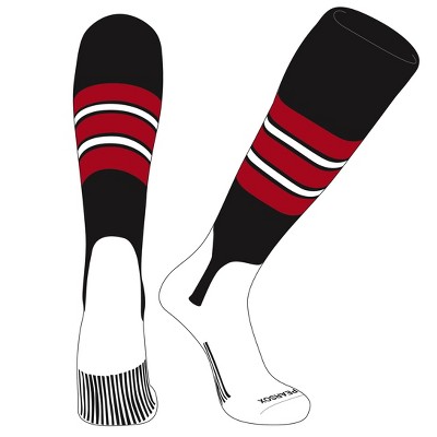PEAR SOX OTC Baseball Softball Stirrup Socks (E, 5in) Black, Red, White (M)