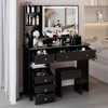 Okak 29.2" Small Left Drawer Vanity Desk Sliding Mirror + Stool, 3-Tier Storage, Minimalist Dressing Table for Bathroom/Dorm Rooms - 2 of 4