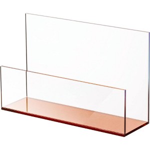 Acrylic Clear Mail Holder Countertop Mail Organizer with Metallic Rose Gold Base for Desk Envelope Holder & Letter Holder for Home & Office - Elavain - 1 of 4