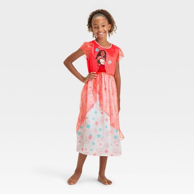 Girls' Disney Moana Dress-Up NightGown - Orange XS