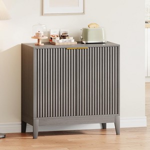 31.5 Inch Fluted Sideboard Buffet Cabinet with Doors and Adjustable Shelf, Modern Wooden Coffee Bar for Living Room Dining Room Kitchen Entryway - 1 of 4