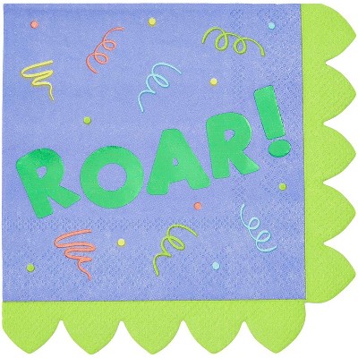 Blue Panda 50-Pack Dinosaur Roar Disposable Paper Napkins 6.5" Kids Birthday Party Supplies