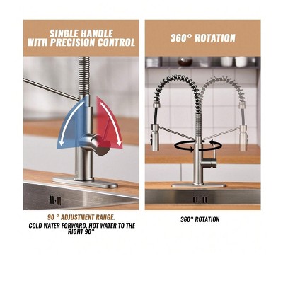 Brushed Nickel Pull Down Kitchen Faucet with Deck Plate