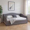 HomeRoots Gray Tufted Boucle Twin Day Bed With LED Lighting And Trundle And USB - 2 of 4