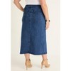 June + Vie by Roaman's Women's Plus Size Front-Slit Denim Midi Skirt - 3 of 4