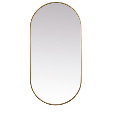 Elegant Lighting Metal Frame Oval Mirror 30x60 Inch in Brass