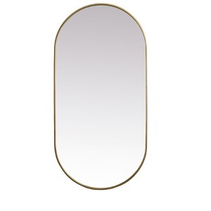 Elegant Lighting Metal Frame Oval Mirror 30x60 Inch in Brass - 1 of 4