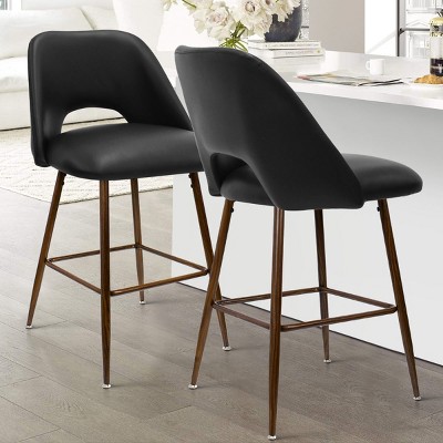 Edwin 26" Upholstered Faux Leather Counter Height stool (Set Of 2) for Kitchen Island - The Pop Home