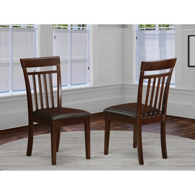 Capri Mahogany Slat Back Dining Chair with Leather Seat, Set of 2