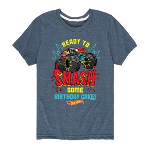 Boys' - Hot Wheels - Monster Trucks Ready To Smash Birthday Cake Short Sleeve Graphic T-Shirt - 1 of 3