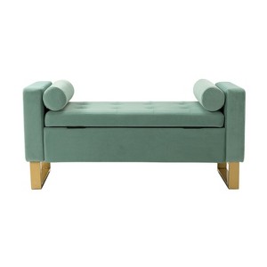 Rita 50.4" Wide Modern Storage Bench with Two Round Pillows | ARTFUL LIVING DESIGN - 1 of 4