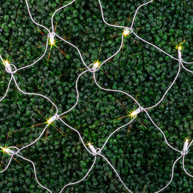 Novelty Lights 100 Light Warm White LED Christmas Net Lights Christmas Decorations Green Wire 4' X 6', 5 of 6