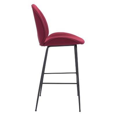 HomeStock 30.8 in. H Red Finish High Back Wood Bar Stool with Faux ...