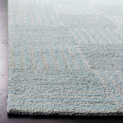 Blue Abstract Handmade Tufted Wool Area Rug, 8' x 10'
