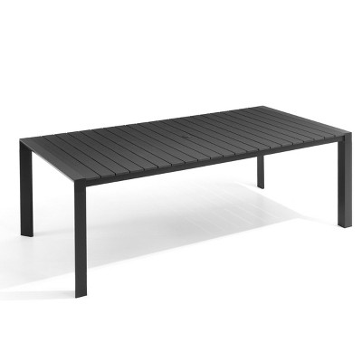 Pellebant Patio Dining Table Durable WPC Tabletop Aluminum Frame Indoor/Outdoor Dining Table for Backyards Poolside Gardens