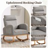 Rocking Chair Upholstered Rocking Chair for Nursery with Rubber Wood Legs, Comfy High Backrest, Side Pockets - 2 of 4