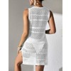 Coolmee Women's Summer Cover Up Dress V-Neck Sleeveless Side Split Hollow Out Beach Party Dress - 4 of 4