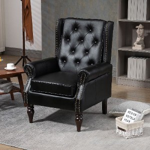 CAVINAS Mid Century Armchair, Upholstered Accent Chair, Lounge Chair with Sturdy Wood Legs for Living Room, Bedroom, Wingback Chair - 1 of 4