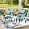 Tangkula Set of 4 Stackable Patio Chairs All Weather Resistant Breathable & Quick-Dry Fabric Outdoor Dining Chairs w/Armrests Turquoise Blue - 4 of 4
