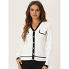 Allegra K Women's Contrast Color V Neck Long Sleeve Button Knit Cardigan Sweater - 2 of 4