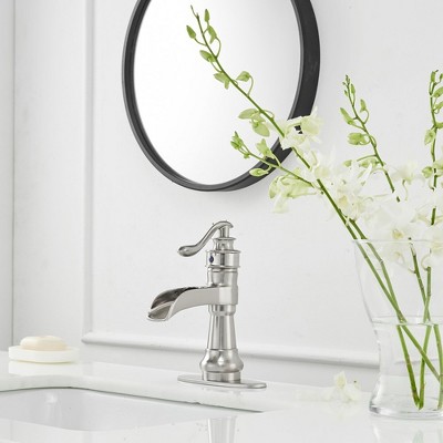 Brushed Nickel Single-Handle Waterfall Bathroom Faucet