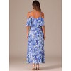 Allegra K Women's Tropical Flare Sleeve Midi Off-Shoulder Sundresses - 3 of 4