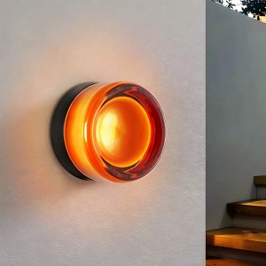 Rennnsan Velden 5" W Hardwired Round Orange / Green / Smoke Glass Modern LED Dimmable Wall Sconce - 1 of 4