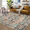 Indoor Vintage Floral Print Living Room Bedroom Area Rugs, Low Pile Non Slip Floor Carpet for Dining Room Office - 3 of 4